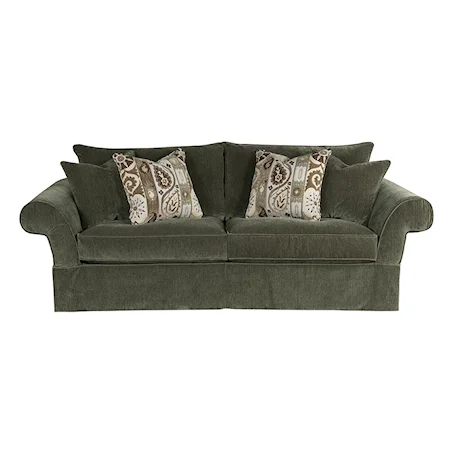 Traditional Two Seater Skirted Sofa with Rolled Arms